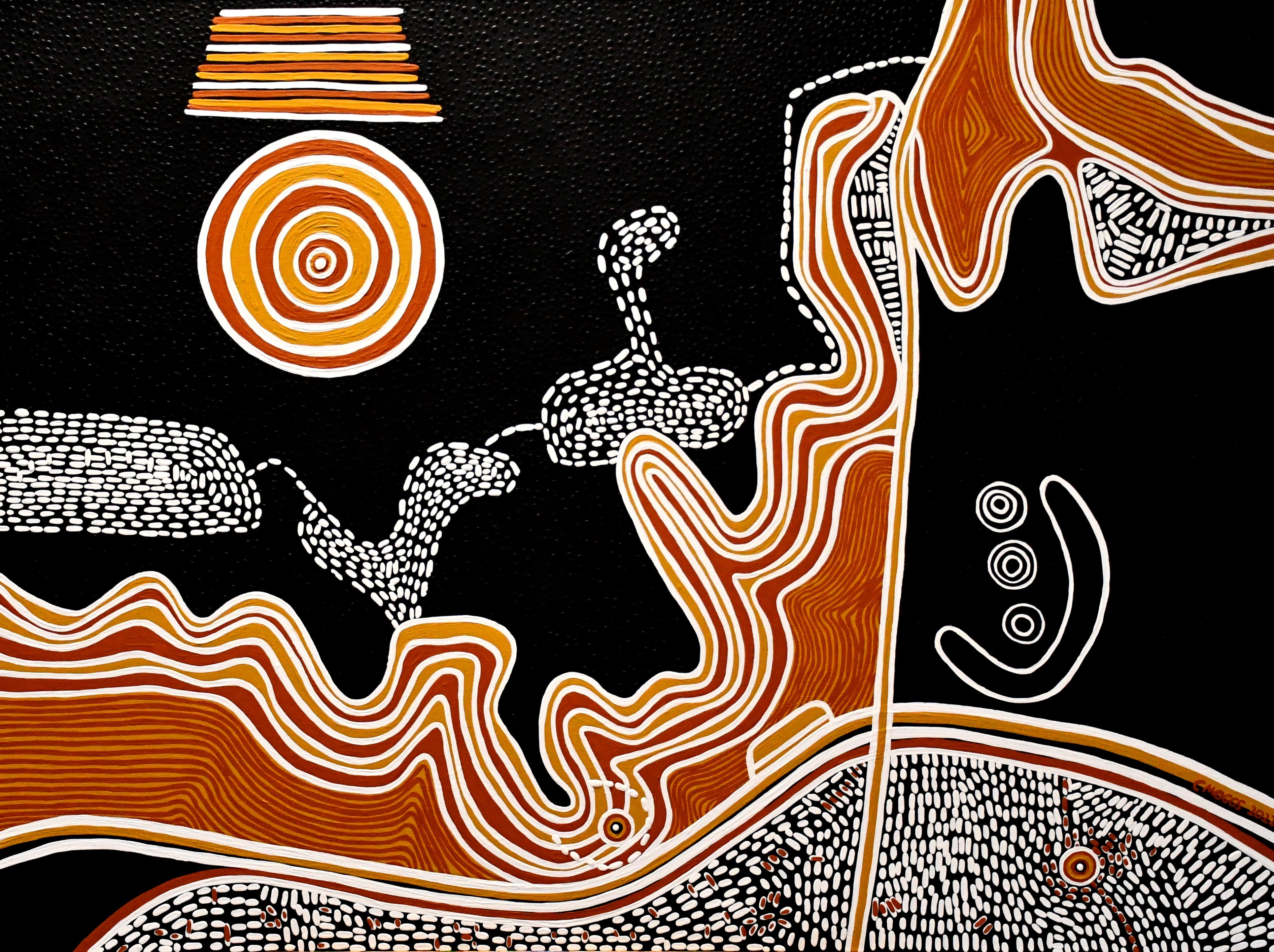 Artwork by Bigambul artist Cheryl Moggs of the Toobeah Reserve